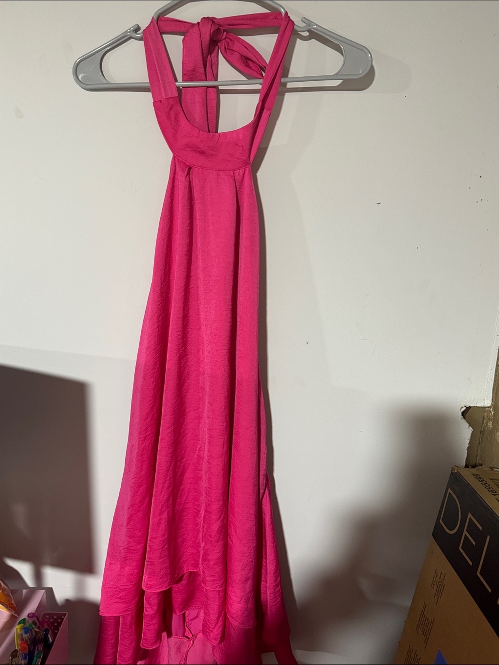 Women’s Hot Pink Halter Maxi Dress